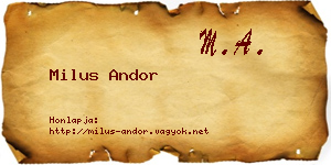 Milus Andor névjegykártya